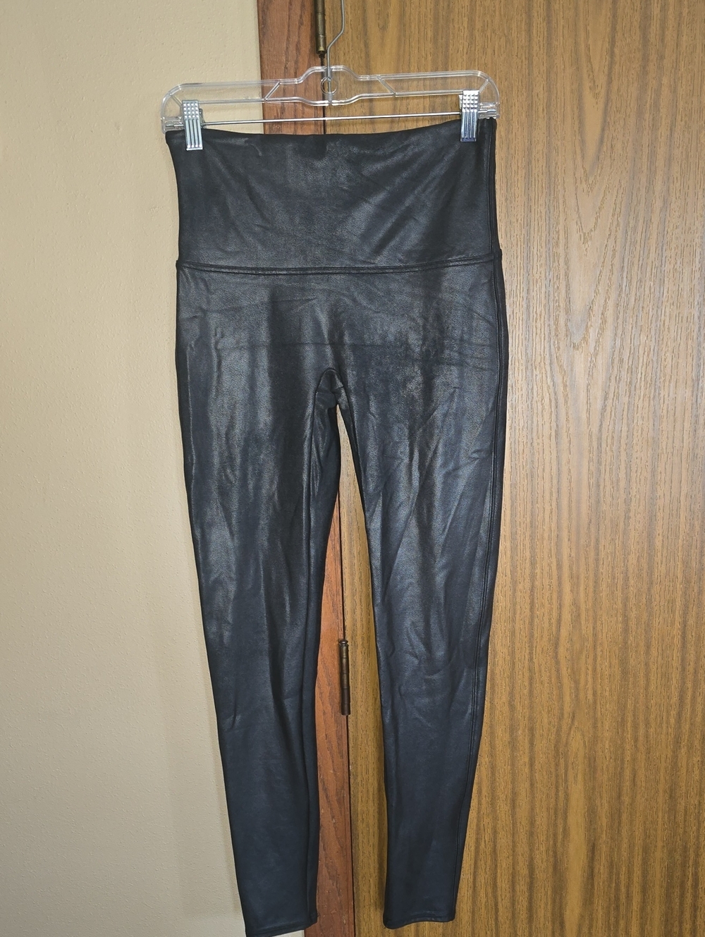SPANX Faux Leather High-Waist Leggings in Black